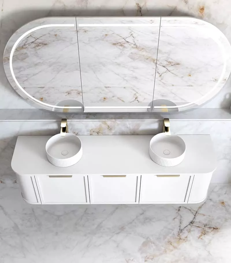 Hampshire 1800mm Wall Hung Vanity - Satin White Top View