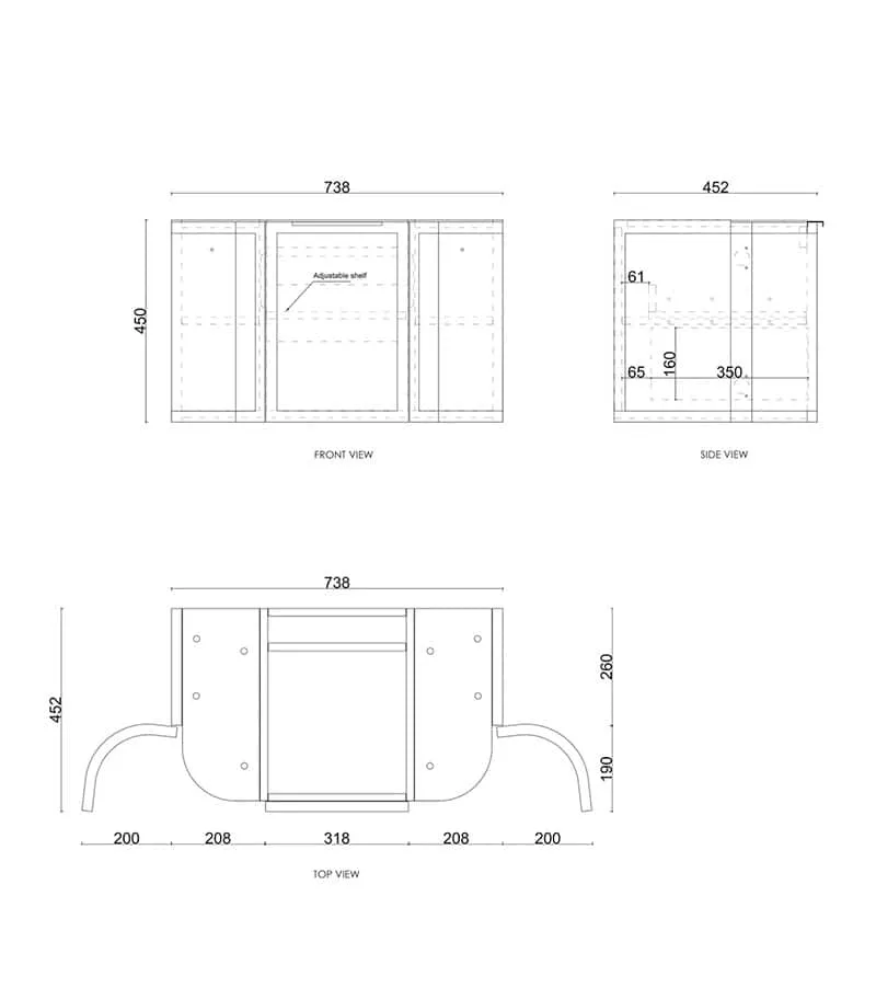 Hampshire 750mm Wall Hung Vanity Specification Hampshire 750mm Wall Hung Vanity Specification