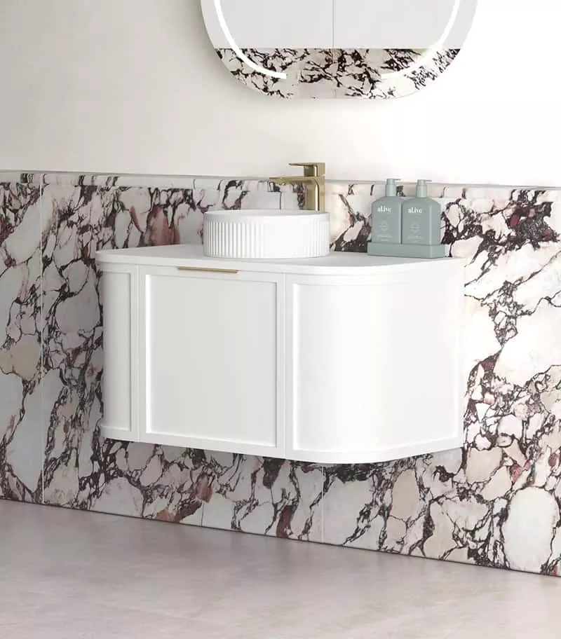 Hampshire 900mm Wall Hung Vanity - Satin White Side View