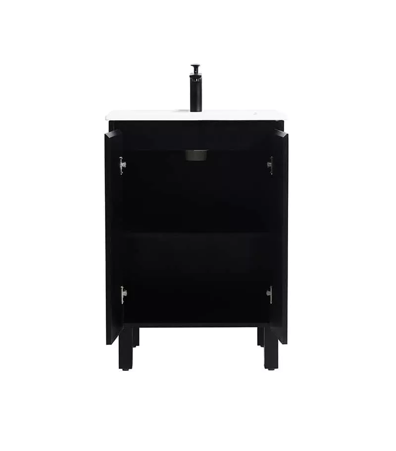 Brighton 600mm Freestanding Vanity - Matt Black Interior View Brighton 600mm Freestanding Vanity - Matt Black Interior View