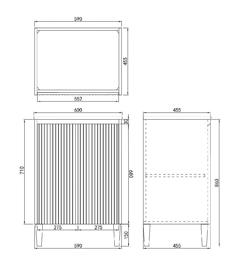 Brighton 600mm Freestanding Vanity Specification Brighton 600mm Freestanding Vanity Specification