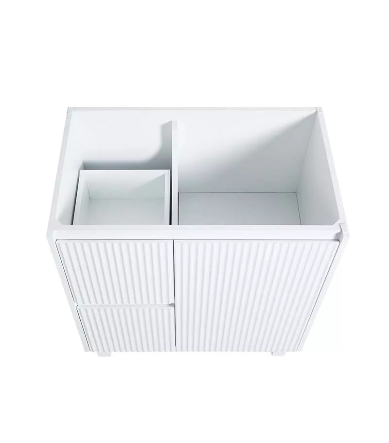 Brighton 750mm Freestanding Vanity - Matt White LH Drawers Interior View Brighton 750mm Freestanding Vanity - Matt White LH Drawers Interior View