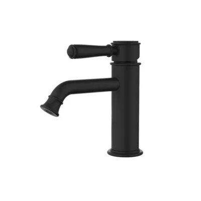 IKON Clasico Solid Handle Short Basin Mixer – Matt Black