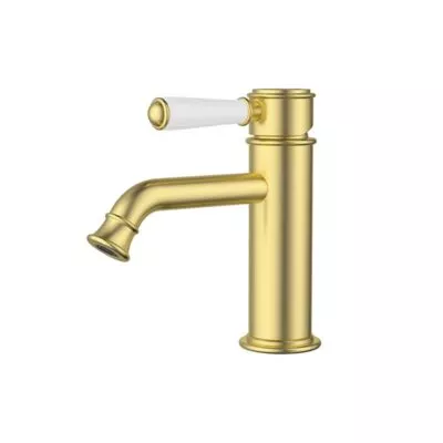 IKON Clasico Ceramic Handle Short Basin Mixer – Brushed Gold