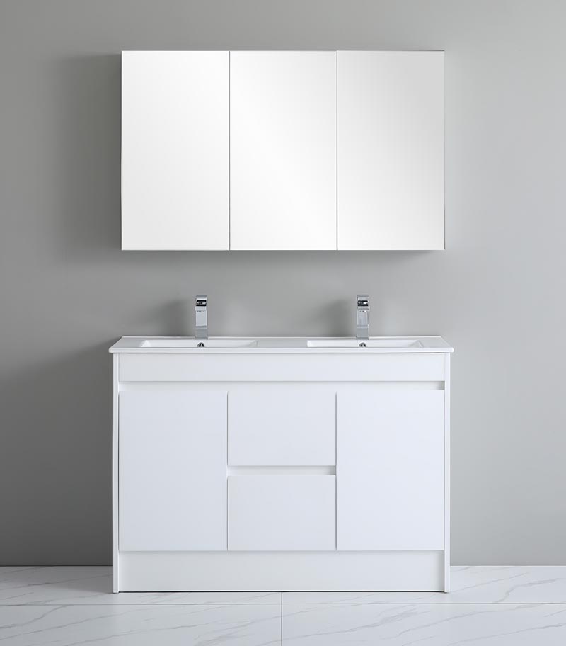 Bexley 1200mm Double Bowls Freestanding Vanity On Kickboard – Gloss White