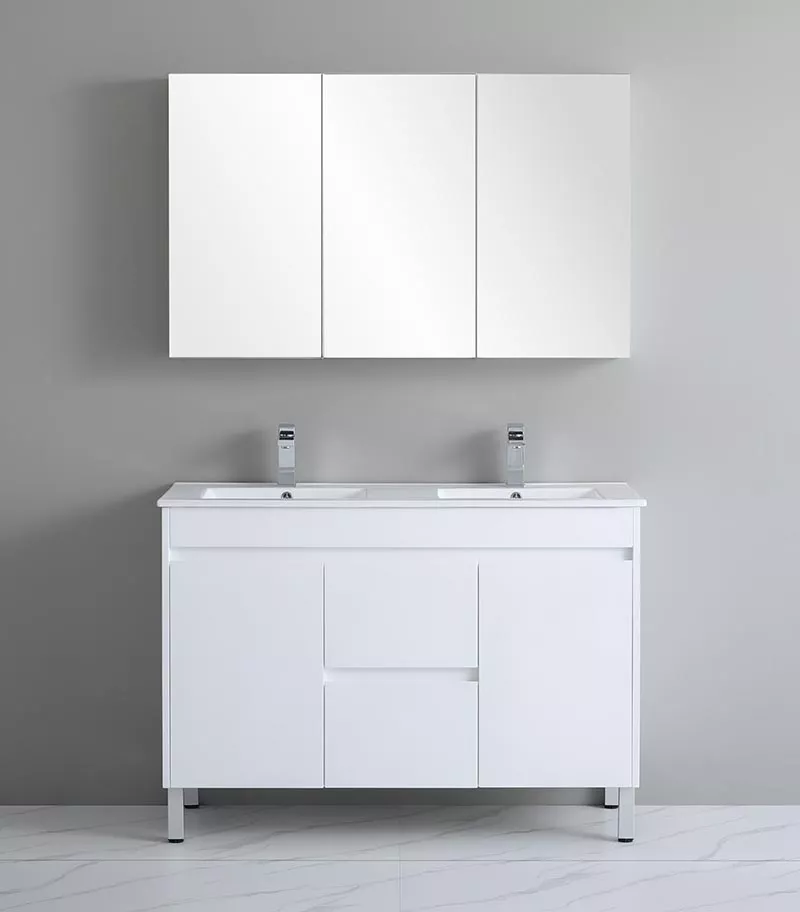 Bexley 1200mm Double Bowls Freestanding Vanity On Legs – Gloss White