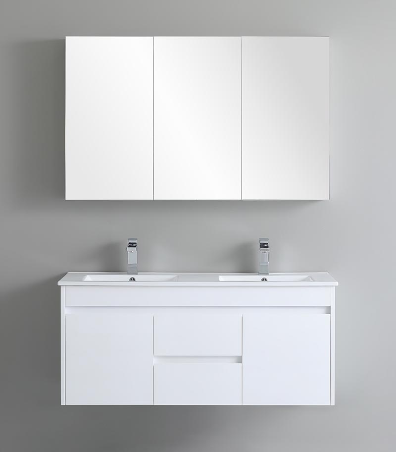 Bexley 1200mm Doube Bowls Wall Hung Vanity - Gloss White