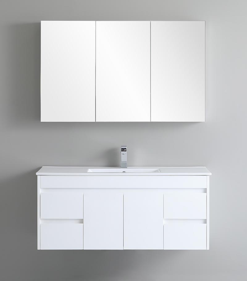 Bexley 1200mm Single Bowl Wall Hung Vanity - Gloss White