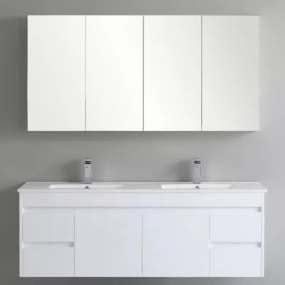 Bexley 1500mm Double Bowls Wall Hung Vanity - Gloss White