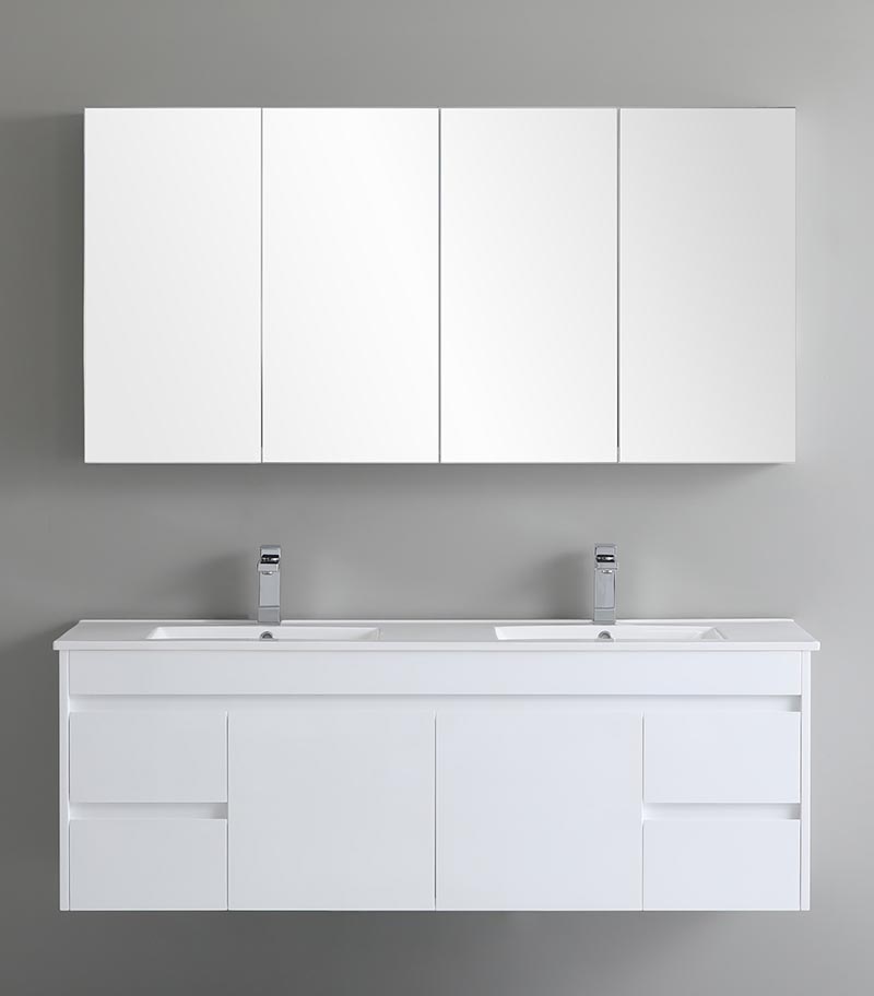 Bexley 1500mm Double Bowls Wall Hung Vanity - Gloss White