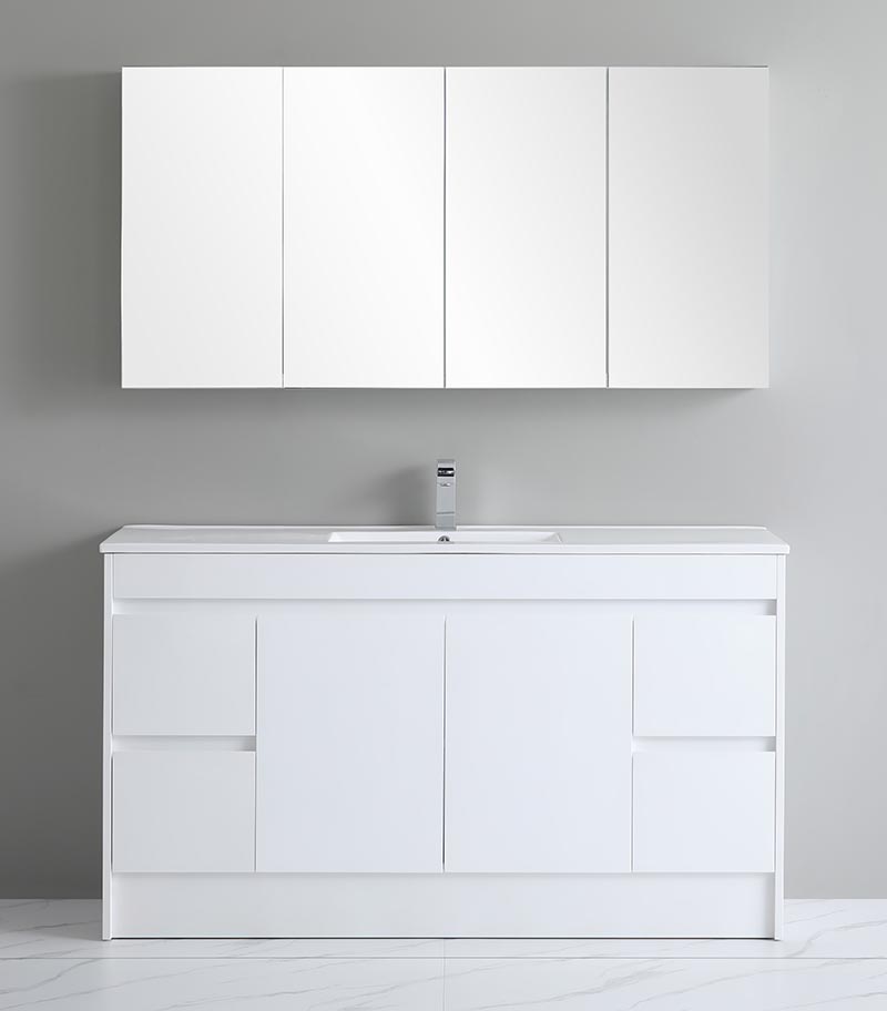 Bexley 1500mm Single Bowl Freestanding Vanity On Kickboard - Gloss White