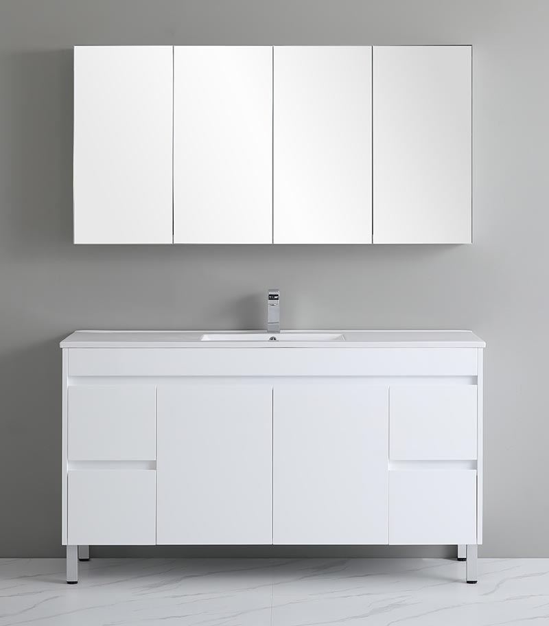 Bexley 1500mm Single Bowl Freestanding Vanity On Legs - Gloss White