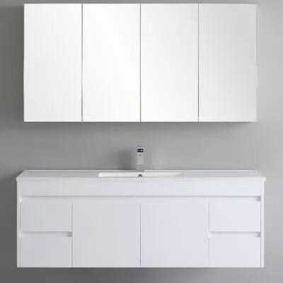 Bexley 1500mm Single Bowl Wall Hung Vanity - Gloss White