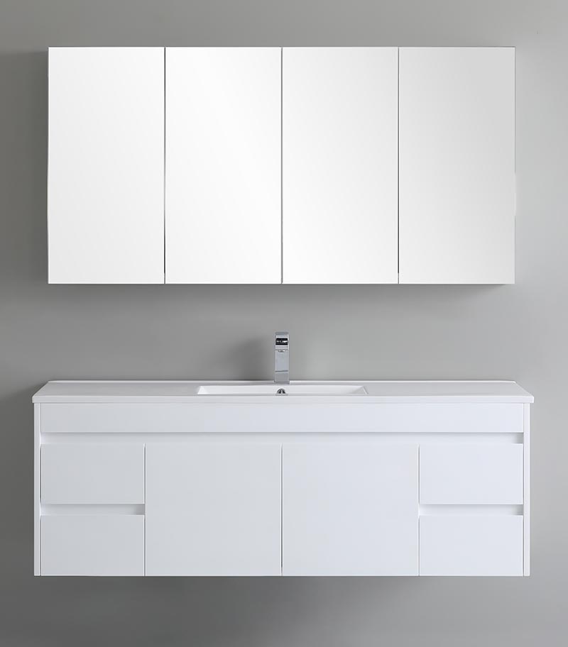 Bexley 1500mm Single Bowl Wall Hung Vanity - Gloss White