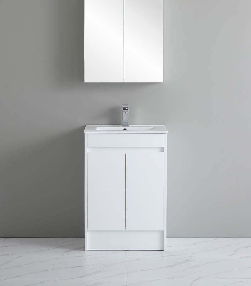 Bexley 600mm Freestanding Vanity On Kickboard - Gloss White