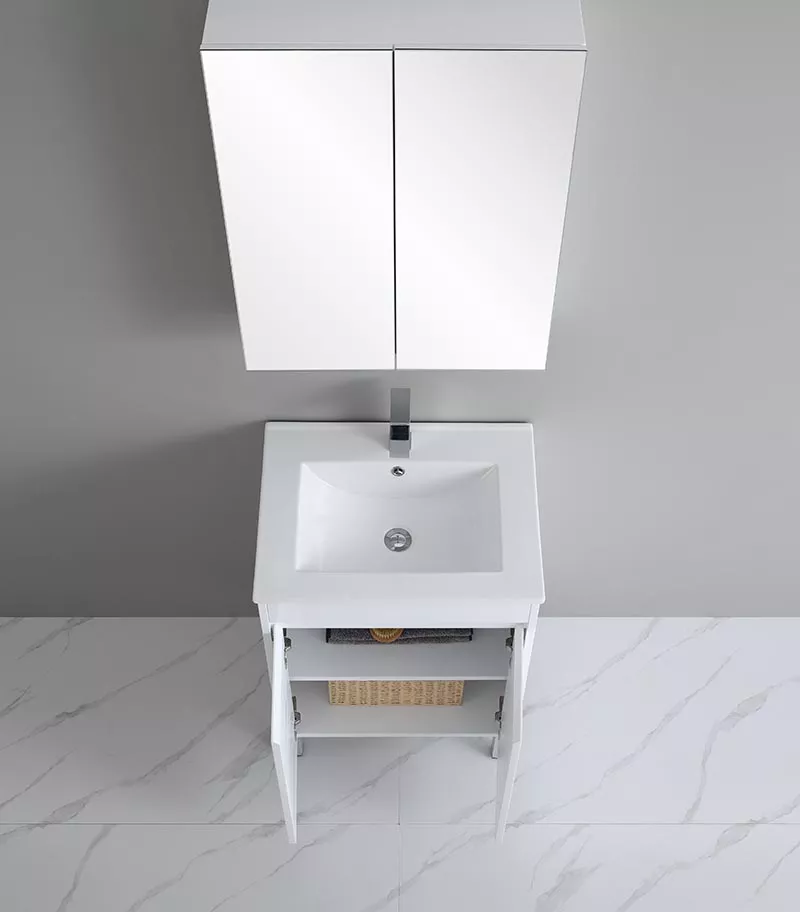 Bexley 600mm Freestanding Vanity On Legs - Gloss White Topview Bexley 600mm Freestanding Vanity On Legs - Gloss White Topview