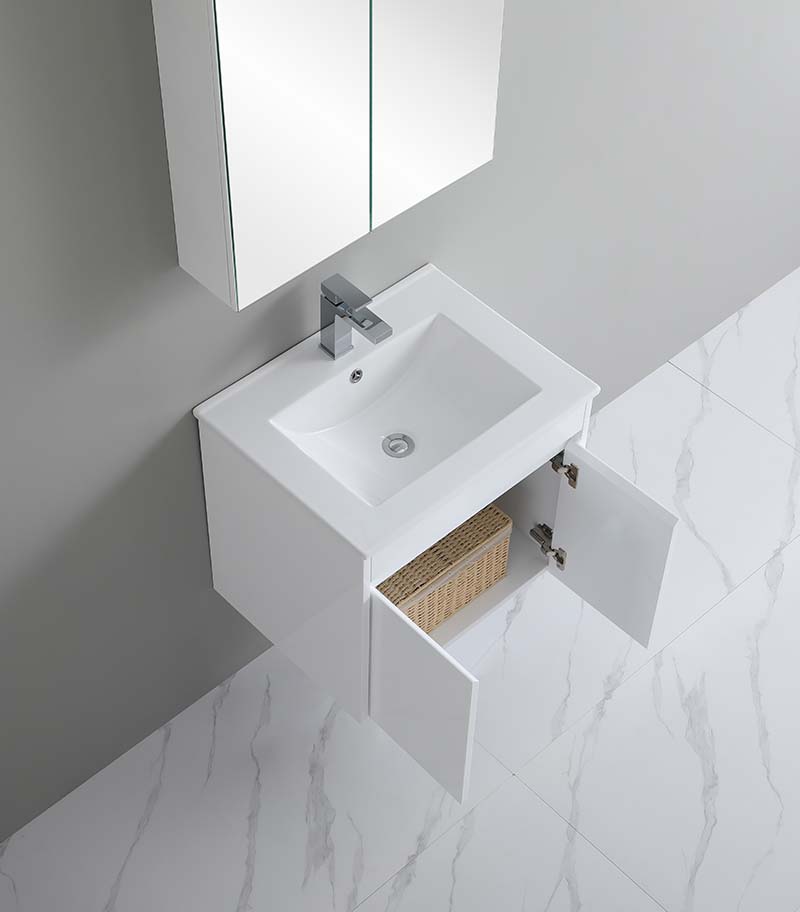 Bexley 600mm Wall Hung Vanity - Gloss White Topview