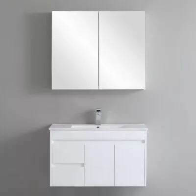 Bexley 900mm Wall Hung Vanity - Gloss White LH Drawers