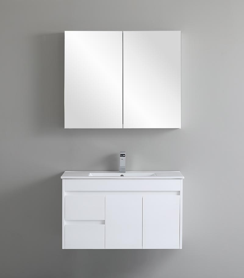 Bexley 900mm Wall Hung Vanity - Gloss White LH Drawers