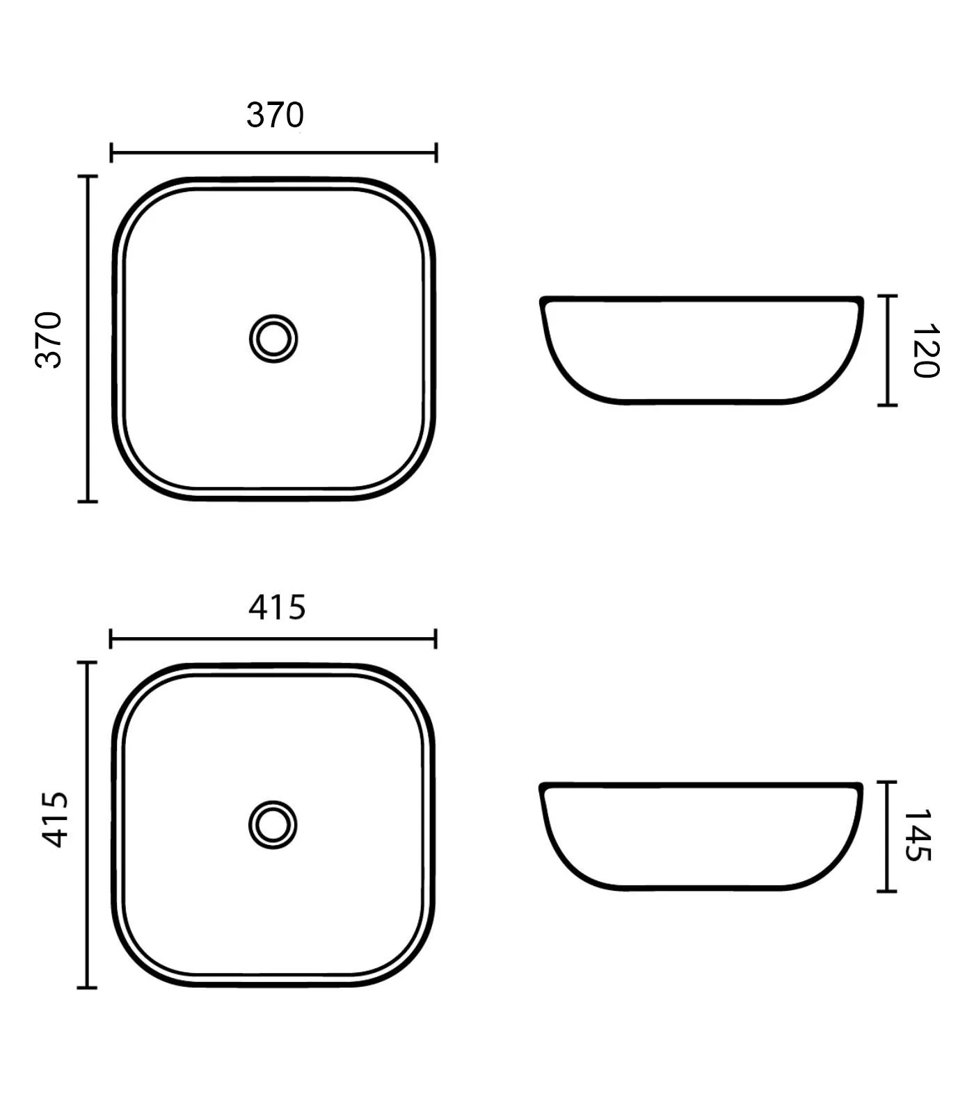 Cove Curved Above Counter Ceramic Basin Specification