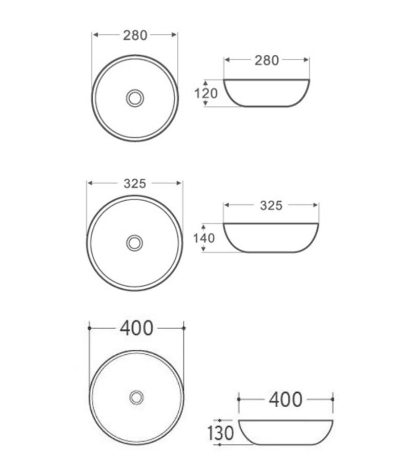 Nova Round Above Counter Ceramic Basin Specification