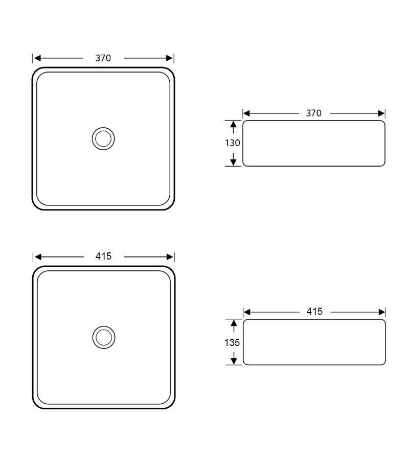 Cove Square Above Counter Ceramic Basin Specification