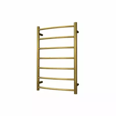 Round & Curved Heated Towel Rack 7 Bars - Brushed Gold