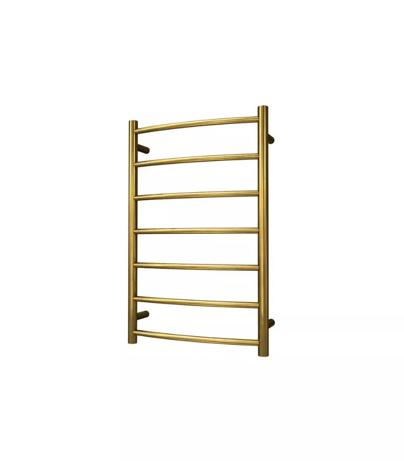 Round & Curved Heated Towel Rack 7 Bars - Brushed Gold