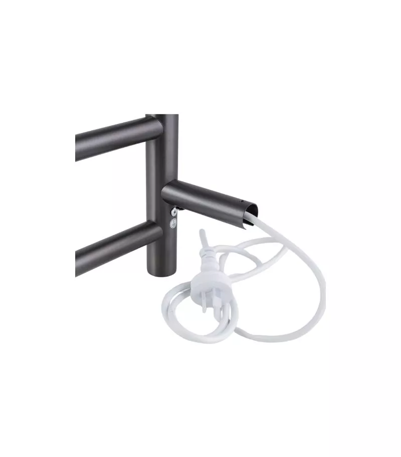 Aqua Round Heated Towel Rack - Gunmetal Grey Back Aqua Round Heated Towel Rack - Gunmetal Grey Back