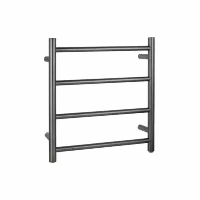 Aqua Round Heated Towel Rack 4 Bars - Gunmetal Grey