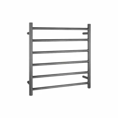Aqua Round Heated Towel Rack 6 Bars - Gunmetal Grey