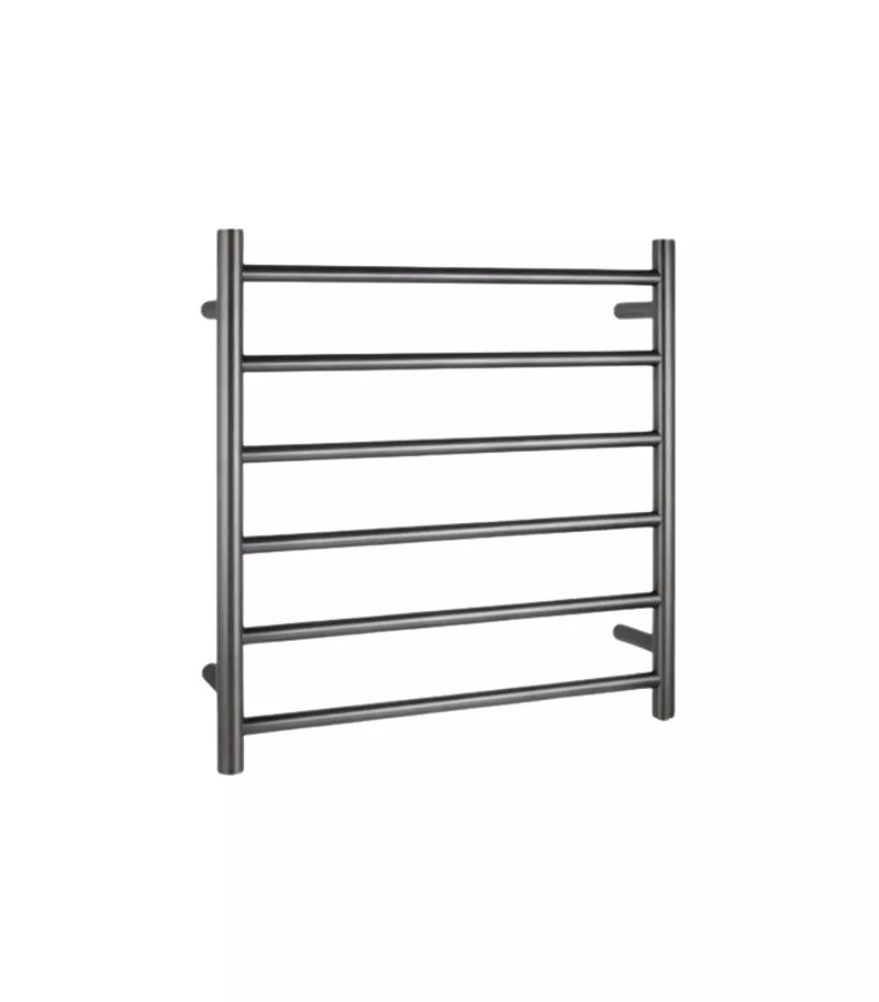 Aqua Round Heated Towel Rack 6 Bars - Gunmetal Grey