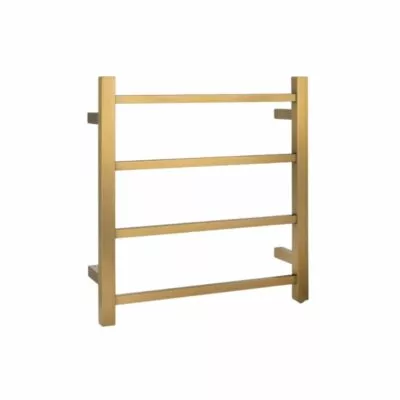 Aqua Square Heated Towel Rack 4 Bars - Brushed Brass