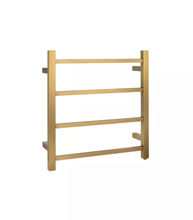 Aqua Square Heated Towel Rack 4 Bars - Brushed Brass