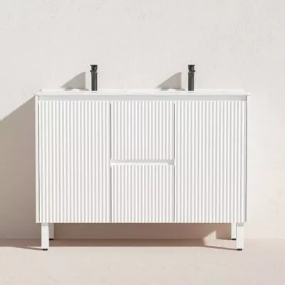 Brighton 1200mm Double Bowls Freestanding Vanity - Matt White