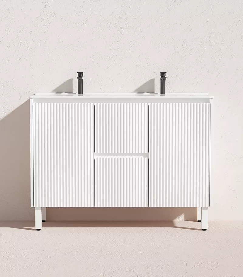 Brighton 1200mm Double Bowls Freestanding Vanity - Matt White