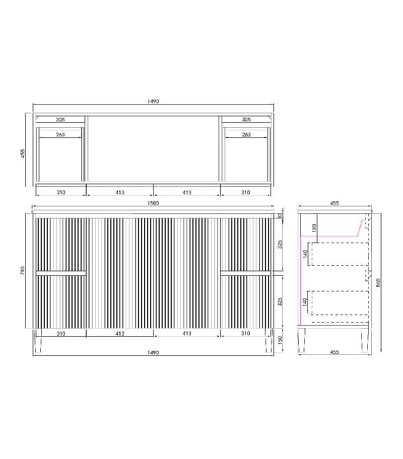 Brighton 1500mm Freestanding Vanity - Specification Brighton 1500mm Freestanding Vanity - Specification