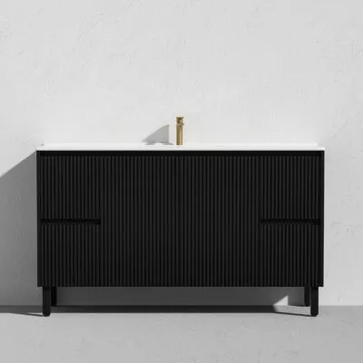 Brighton 1500mm Single Bowl Freestanding Vanity - Matt Black Ceramic Top