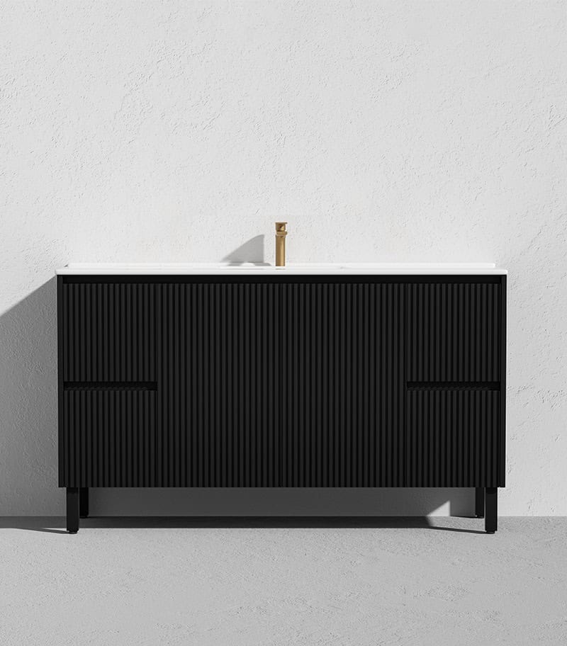 Brighton 1500mm Single Bowl Freestanding Vanity - Matt Black Ceramic Top Brighton 1500mm Single Bowl Freestanding Vanity - Matt Black Ceramic Top