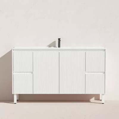 Brighton 1500mm Single Bowl Freestanding Vanity - Matt White Ceramic Top