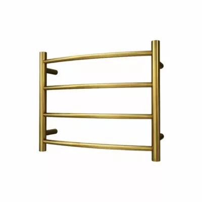 Round & Curved Heated Towel Rack 4 Bars - Brushed Gold