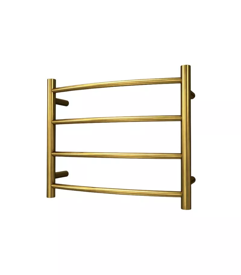 Round & Curved Heated Towel Rack 4 Bars - Brushed Gold