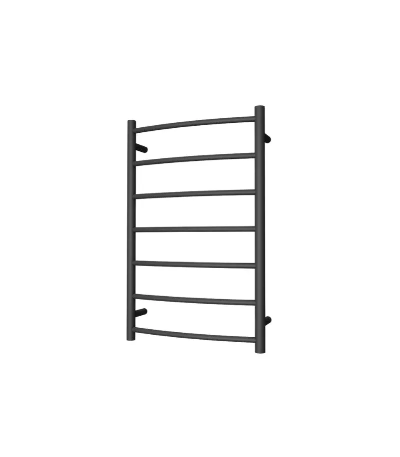 Round & Curved Heated Towel Rack 7 Bars - Matt Black
