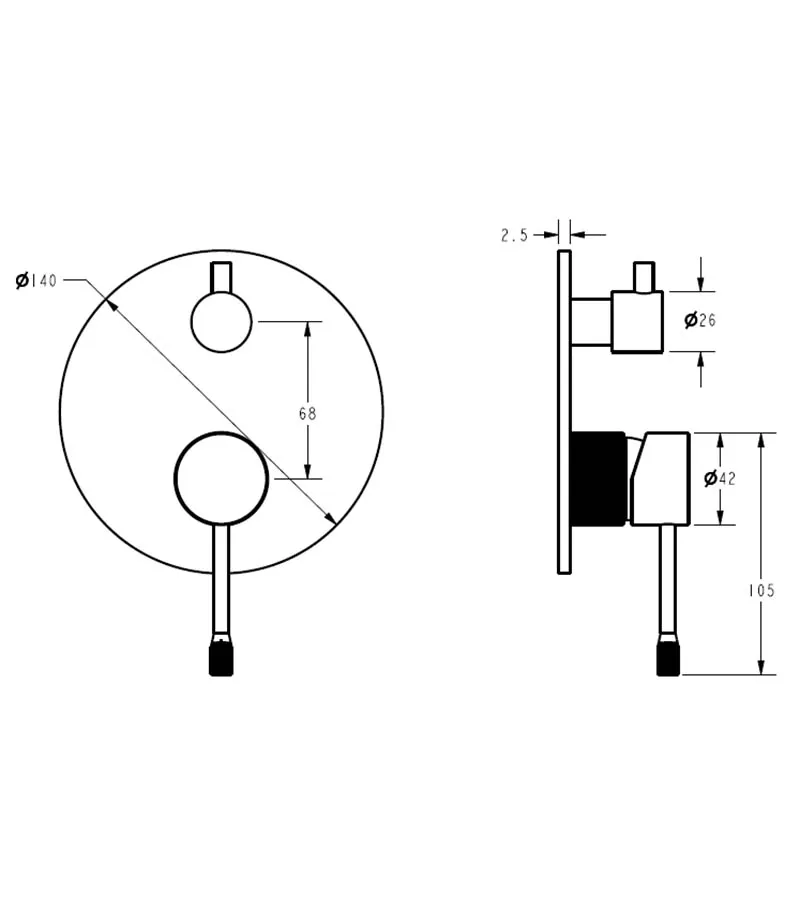 IKON Linie Wall Mixer With Diverter On Backplate Specification