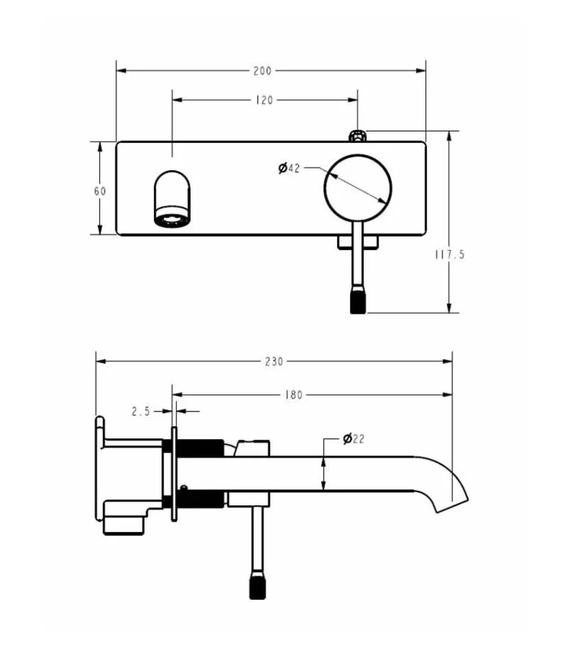 IKON Linie Wall Mounted Basin/Bath Mixer Specification