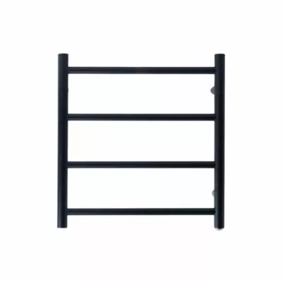 Aqua Round Heated Towel Rack 4 Bars - Matt Black