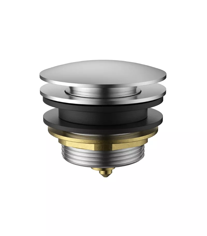40mm Non Overflow Mushroom Pop Up Bath Waste - Brushed Nickel