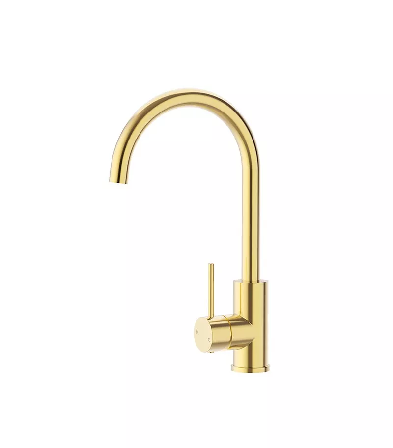 Opus II Brushed Gold Stainless Steel Gooseneck Sink Mixer
