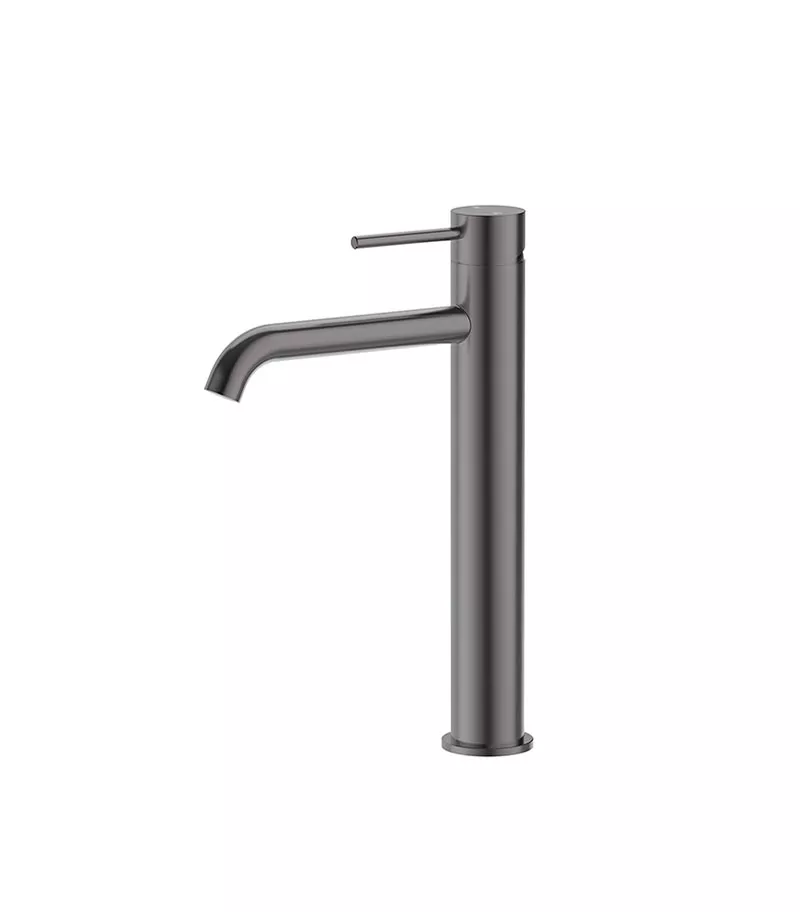 Opus II Gunmetal Grey Stainless Steel Curved Spout High-rise Basin Mixer