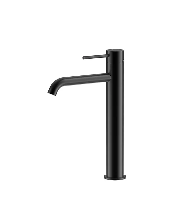Opus II Matt Black Stainless Steel Curved Spout High-rise Basin Mixer